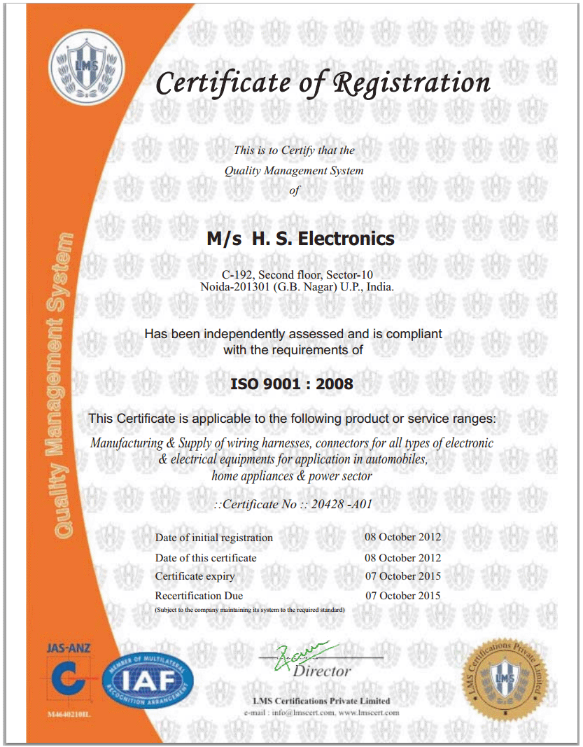 H.S. Electronics Certification